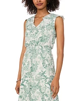 Vince Camuto Women's Ruffled-v-Neck Smocked-Waist Midi Dress