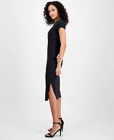 Boss Orange Women's Ribbed Side-Slit Open-Back Jersey Dress