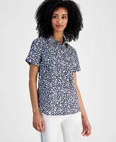 Tommy Hilfiger Women's Ditsy-Print Cotton Camp Shirt