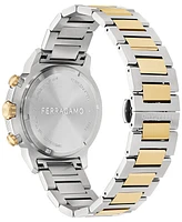 Ferragamo Men's Swiss Chronograph Sport Two-Tone Stainless Steel Bracelet Watch 44mm