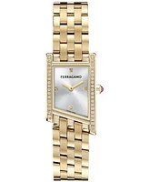 Ferragamo Women's Swiss Asymetrique Diamond Accent Gold Ion Plated Bracelet Watch 22x36mm