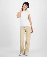 Boss Orange Women's Crewneck Cutout-Back Cap-Sleeve Top