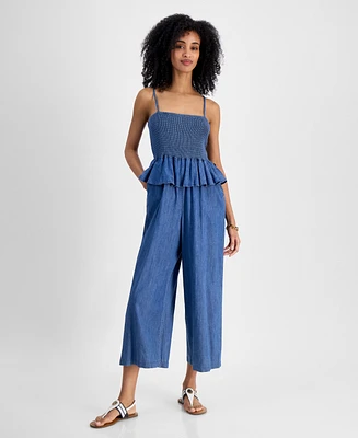 Tommy Hilfiger Women's Chambray Peplum Jumpsuit