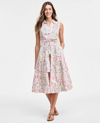 Tommy Hilfiger Women's Floral Lace-Trim Shirtdress
