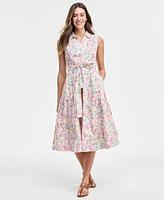 Tommy Hilfiger Women's Floral Lace-Trim Shirtdress