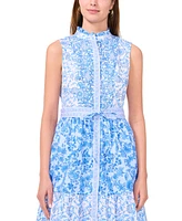 Msk Women's Printed Cotton Button-Front Sleeveless Midi Dress