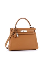 Pre-Owned HERMES Kelly 28 Handbag Clemence with Palladium Hardware