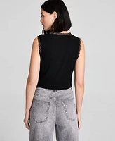 And Now This Women's Lace-Trim V-Neck Woven Vest, Regular & Petites, Exclusively at Macy's