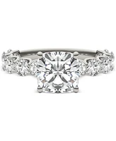 Charles & Colvard Moissanite Cushion & Round Engagement Ring (3-1/2 ct. t.w. Diamond Equivalent) in 14k White Gold