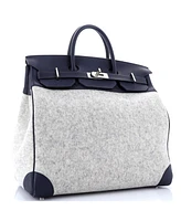 Pre-Owned HERMES Hac 40 Handbag Todoo Wool and Blue Togo with Palladium Hardware