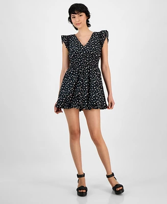 And Now This Women's Floral Cotton Bubble-Hem Mini Dress, Exclusively at Macy's