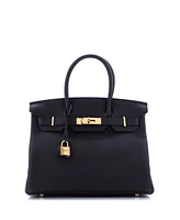 Pre-Owned HERMES Birkin 30 Handbag Black Togo with Rose Gold Hardware