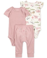 Carter's Baby Girls Elephant Little Character Bodysuits & Pants, 3 Piece Set