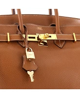 Pre-Owned HERMES Birkin 30 Handbag Brown Clemence with Gold Hardware