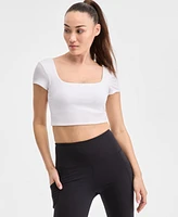 Ideology Women's Soft Rib Short-Sleeve Crop Top, Exclusively at Macy's
