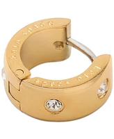 Kate Spade New York Gold-Tone Small Pave Chunky Huggie Hoop Earrings, 0.5"