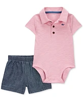 Carter's Baby Boys Cotton Polo Bodysuit & Shorts, 2 Piece Set