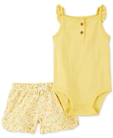 Carter's Baby Girls Cotton Tank Bodysuit & Shorts, 2 Piece Set