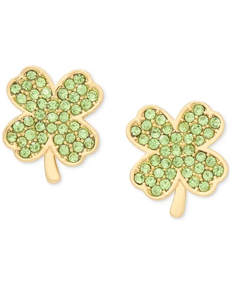 Kate Spade New York Lucky Charm Gold-Tone Pave Crystal Clover Stud Earrings