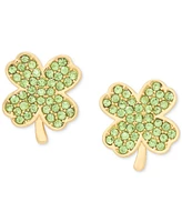 Kate Spade New York Lucky Charm Gold-Tone Pave Crystal Clover Stud Earrings