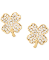 Kate Spade New York Lucky Charm Gold-Tone Pave Crystal Clover Stud Earrings