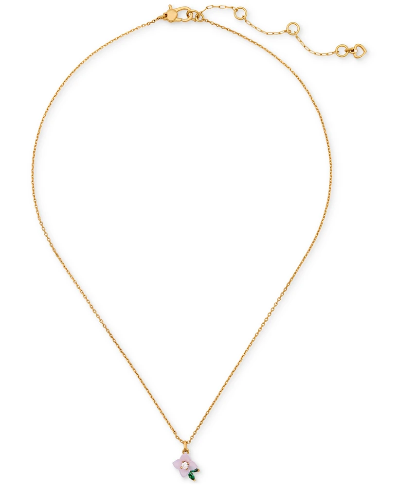 Kate Spade New York Gold-Tone Cubic Zirconia Flower Pendant Necklace, 16" + 3" extender