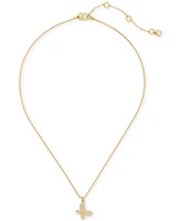 Kate Spade New York Lucky Charm Gold-Tone Pave Crystal Butterfly Pendant Necklace, 16" + 3" extender