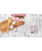 Valentine's Day "Love My Dog More" Pawprint Flour Sack Kitchen Dishtowel