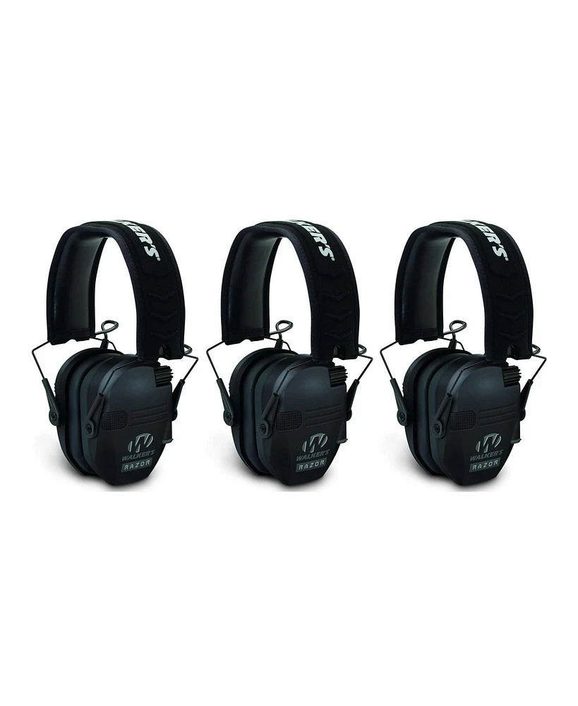 Walker's Razor Slim Electronic Shooting Muffs 3-Pack, Black