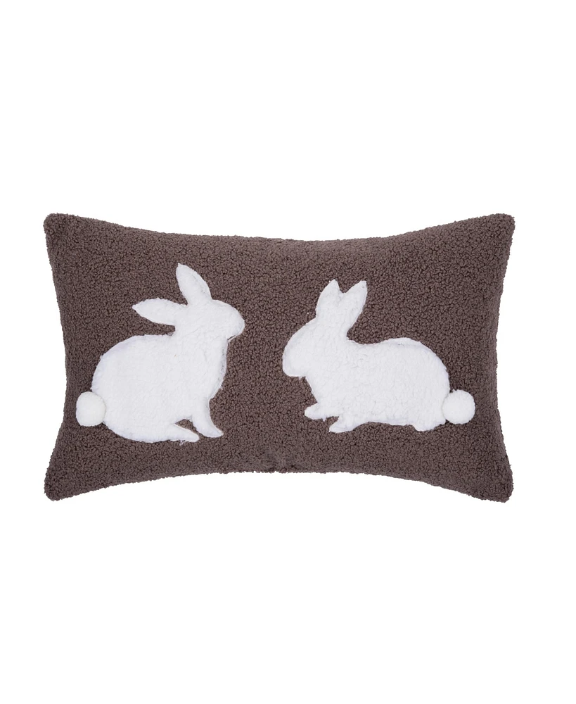 12" x 20" Easter Bunny Rabbit Duo Tufted Decorative Throw Pillow