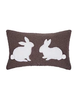 12" x 20" Easter Bunny Rabbit Duo Tufted Decorative Throw Pillow