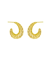 and Now This Silver Gold Twisted Puff J Hoop Earrings