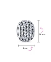 Bling Jewelry Sparkling Dome Crystal Bead Charm Spacer Sterling Silver for European Bracelet