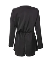Quiz Women's Satin Wrap Buckle Romper