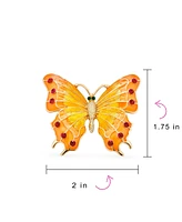 Bling Jewelry Large Red Crystal Two-Tone Butterfly Brooche Pin with Gold Tone & Silver Tone Accents