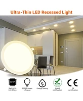 4x 15W Round Led Recessed Ceiling Panel Down Light Fixture Bulb Lamp W/ Driver