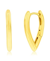 Sterling Silver, 'V' Shaped Hoop Earrings - Gold Plated