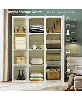 Clothes Foldable Armoire Wardrobe Closet with 12 Cubby Storage for Organized and Space-Saving Wardrobe Solutions