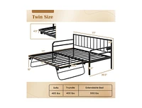 Adjustable Metal Daybed with Charging Station and Led Light
