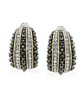 Bling Jewelry Bali Style Caviar Beading Crystal Half Hoop Clip-On Earrings 14K Gold Plated Brass