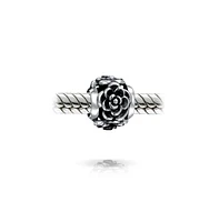 Bling Jewelry Flower Garden Black Rose Charm Bead in Oxidized Sterling Silver for Bracelets