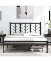 Platform Bed with Headboard and Metal Frame