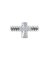 Bling Jewelry Simple Sparkling Cz Cross Charm Bead for Communion & Weddings Sterling Silver Fit