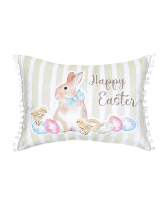 13" x 18" Spring "Happy Easter" Bunny Rabbit Eggs Duckling Chicks Accent Throw Pillow