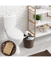 Casafield Toilet Paper Magazine Storage Basket with Roll Holder, Natural - Woven Water Hyacinth Wicker Bathroom Bin