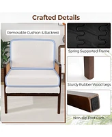 Mid Century Modern Accent Chair with Rattan Arms and Cushion