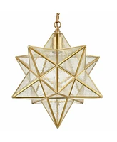 Moose Brass Moravian Star Pendant Lights Seeded Glass Shade, 15-Inch, 1-Light