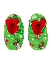The Grinch Boys All-Over Character Print Youth Green Slipper Socks-Small
