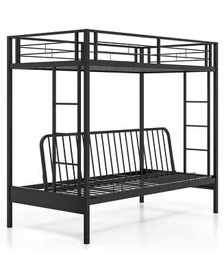 Sturdy Futon Bunk Bed with Two Ladders and Comfortable Seating