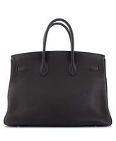 Pre-Owned HERMES Birkin 35 Handbag Brown Clemence with Palladium Hardware